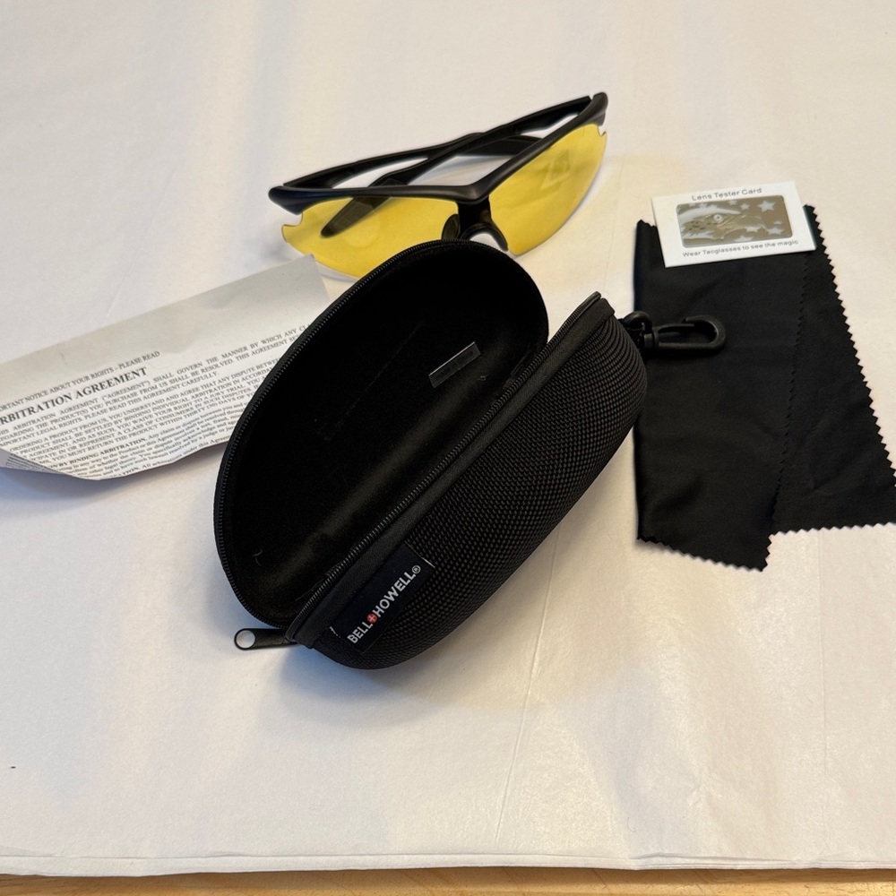 Bell & Howell Yellow Lens Sunglasses with Case , like new